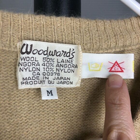 Woodward's Vintage Wool Angora Blend V-neck Caramel Colour Knit Sweater Sz M - Picture 5 of 7